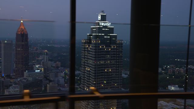 The Atlanta skyline at dusk from the 73rd floor